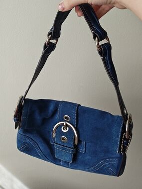Coach Soho Demi Flap Blue Suede Shoulder Bag - Y2K Vintage RARE FIND